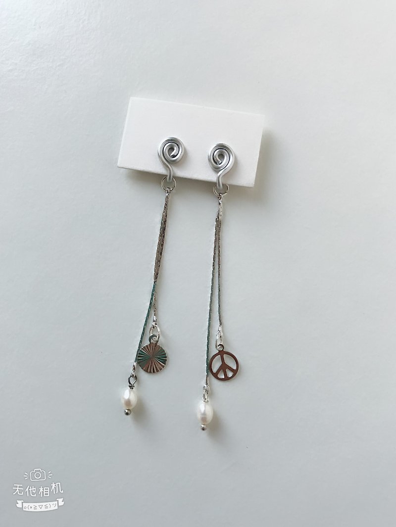 无痛铝线耳夹-飘逸长链-双色可选 - 耳环/耳夹 - 其他金属 银色