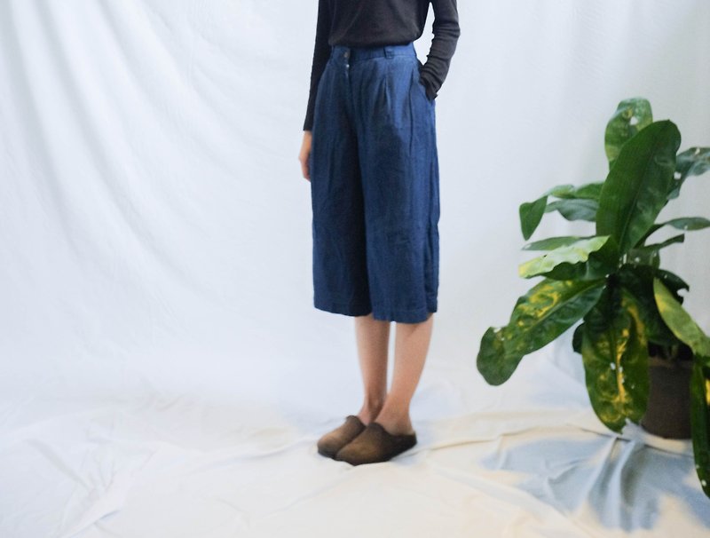 imperfect medium blue | Indigo Natural Dyed | Linen Pants - 女装长裤 - 棉．麻 蓝色