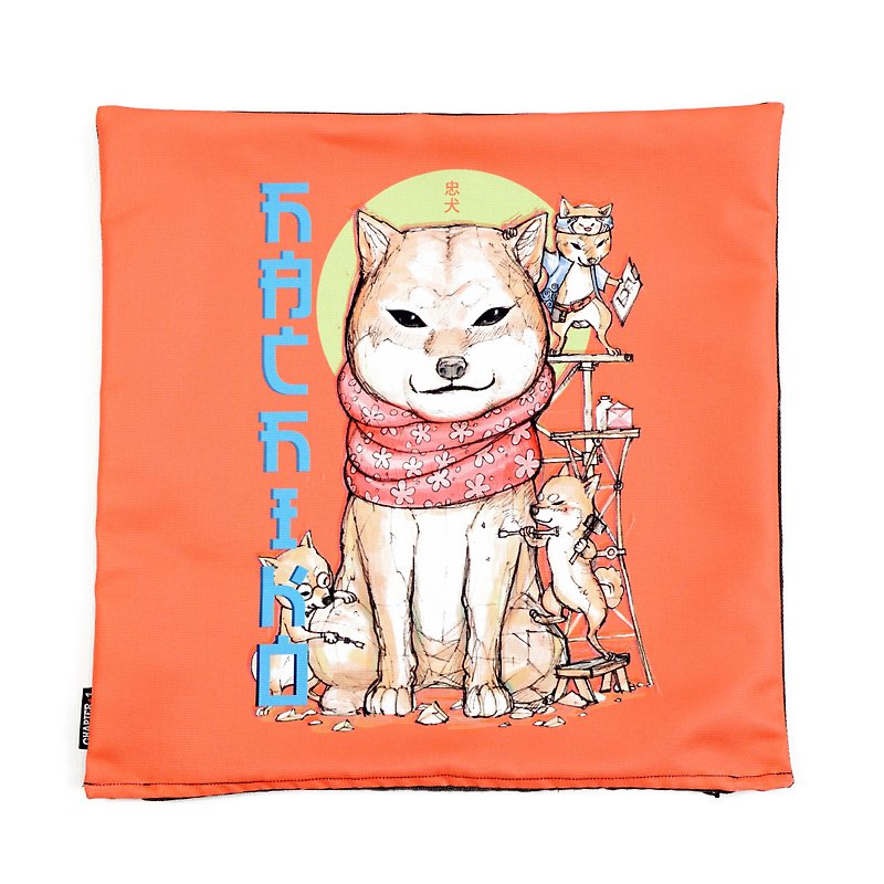 Hachi ko Akita pillow case New arrival Gift New Year - 枕头/抱枕 - 棉．麻 黑色