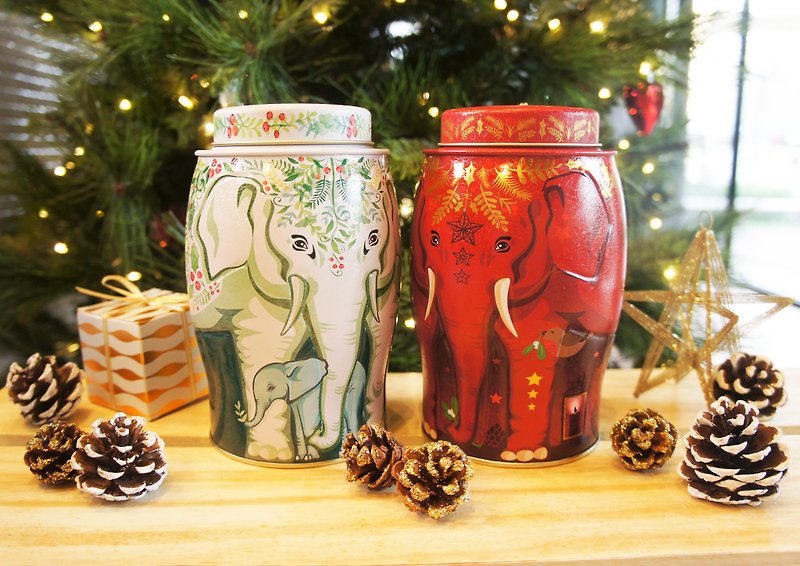 【圣诞礼物│交换礼物】耶诞祝福大象茶罐礼盒(附赠小卡片一张) - 茶 - 新鲜食材 多色