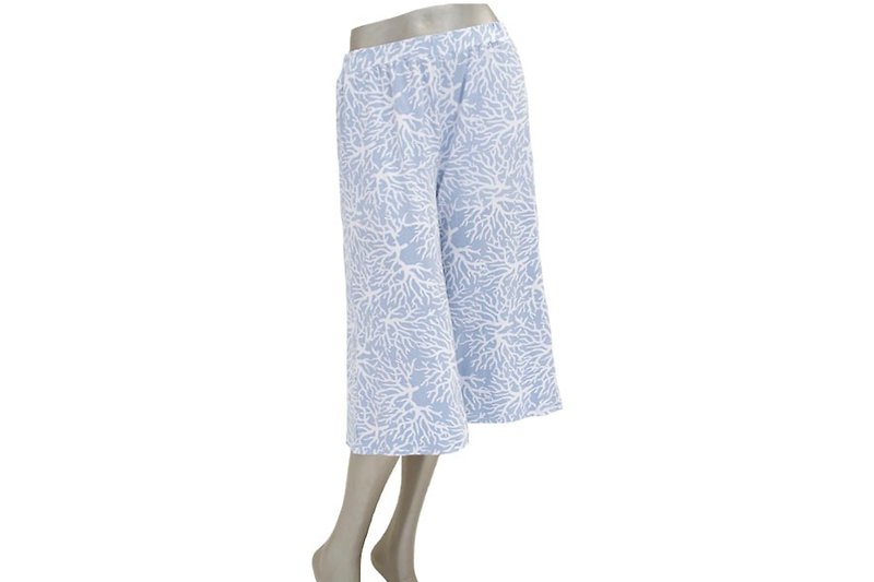 コーラルプリントガウチョパンツ　＜グレー＞ - 女装长裤 - 其他材质 蓝色