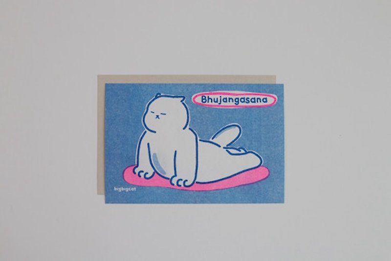 大猫明信片 - Bhujangasana - 卡片/明信片 - 纸 蓝色