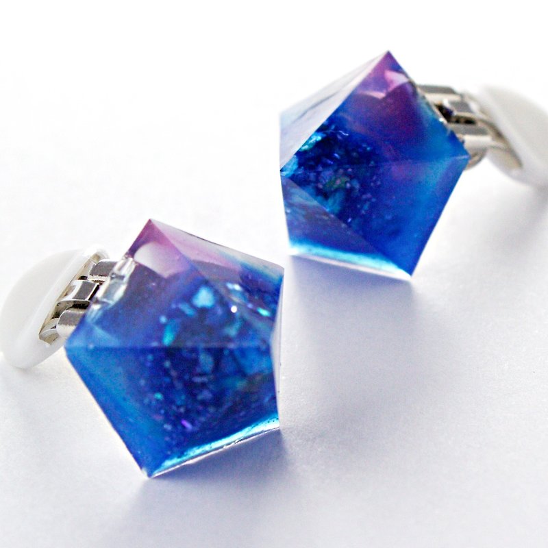 ペンタゴンイヤリング(グレーネン) - 耳环/耳夹 - 树脂 蓝色