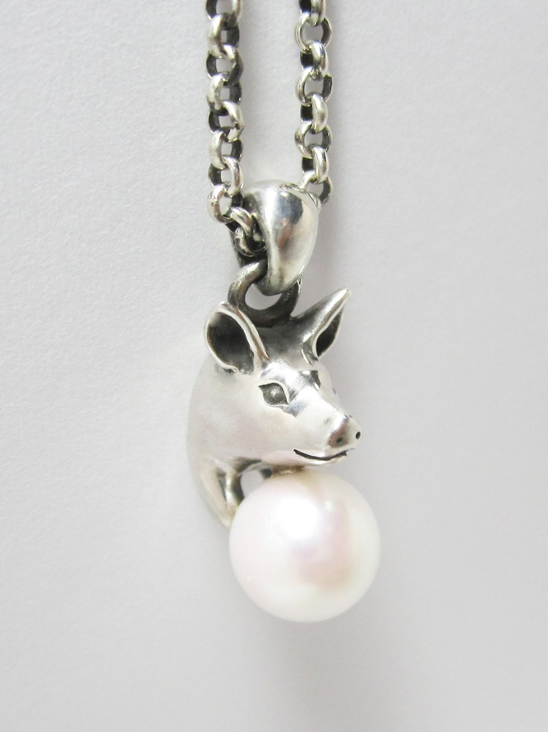 豚に真珠NECKLACE - 项链 - 其他金属 银色