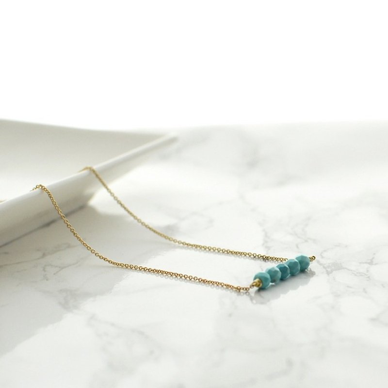 Necklace/Turquoise Necklece/項鍊 綠松石 鏈 夏天 - 项链 - 其他金属 蓝色