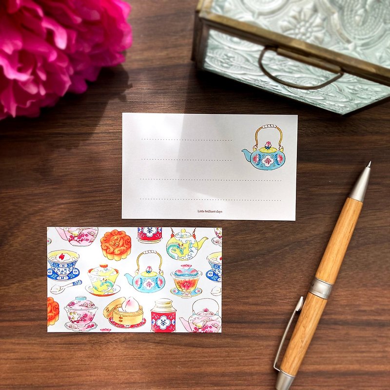 Message Card 　ChinaTea　8sheets　　中国茶器のメッセージカード - 卡片/明信片 - 纸 多色