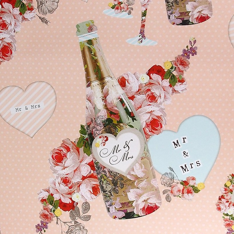 浪漫的酒与玫瑰包装纸【Hallmark-包装纸】 - 包装材料 - 纸 粉红色