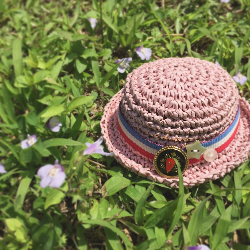 minimuichan(MMC)妹头、Holala可戴尺寸。手工编织纸线帽 - 帽子 - 纸 粉红色