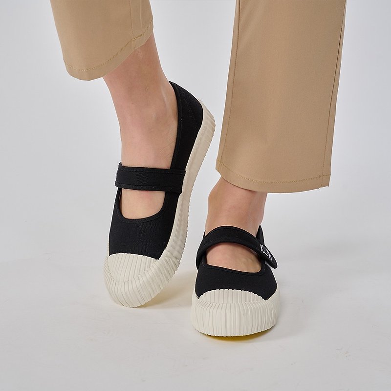moz瑞典 驼鹿 帆布玛莉珍饼干鞋(经典黑) - 女款休闲鞋 - 棉．麻 