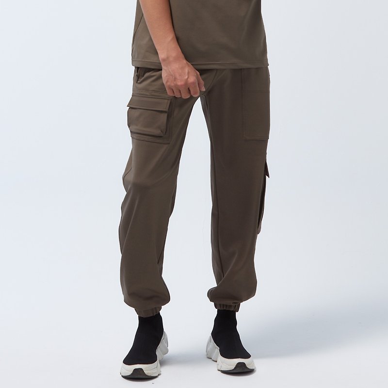 Cozee-抗菌高弹飞梭工装裤-沥青绿 - 男士长裤 - 聚酯纤维 绿色