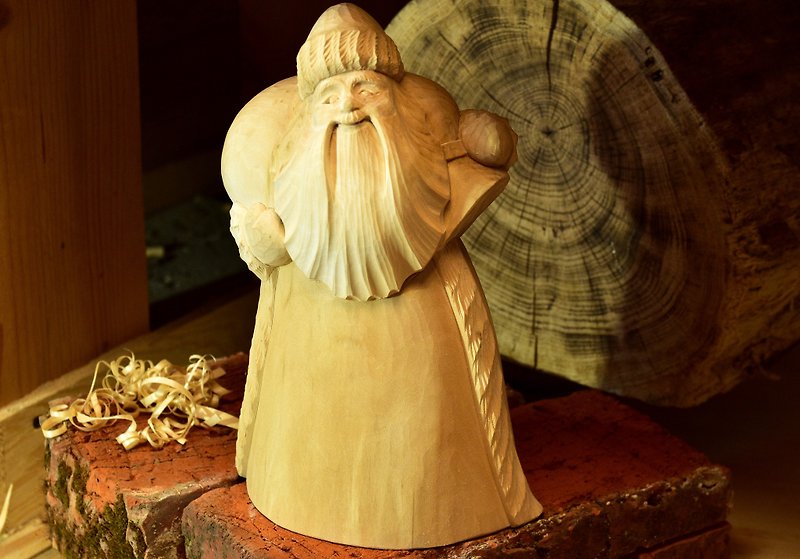 木制雕塑手工雕刻圣诞老人俄罗斯圣诞老人绘画木图 24 厘米 - 木工/竹艺/纸艺 - 木头 咖啡色