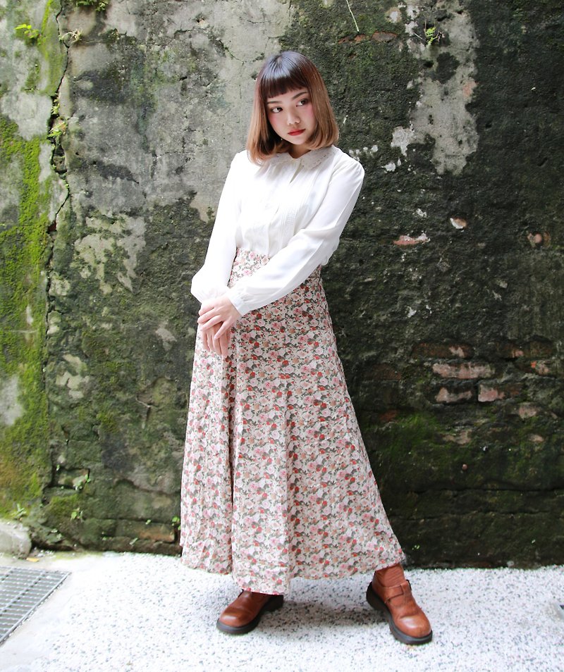 Back to Green:: 满版蔷薇 vintage skirt ( SK-17 ) - 裙子 - 聚酯纤维 