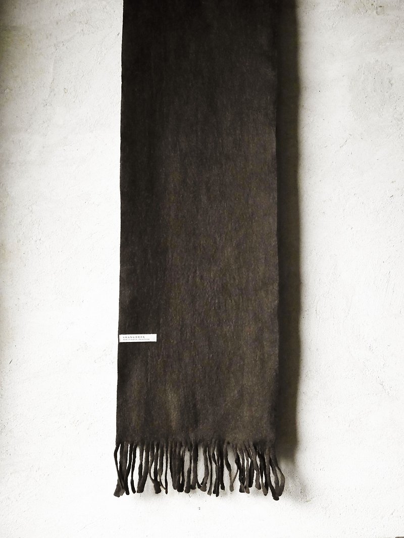 咖啡色牦牛绒毛毡围巾 (窄)24*220cm - 丝巾 - 其他材质 咖啡色