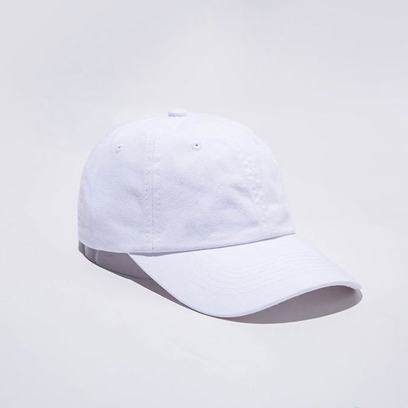 纯色水洗休闲帽 白色 - 定制化M8366-6 - 帽子 - 棉．麻 白色