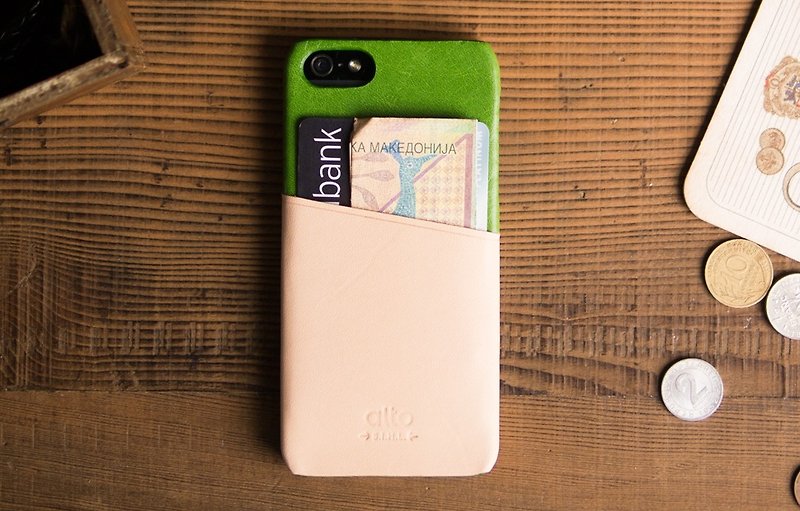 alto iPhone 5/5S/SE 真皮手机殻背盖 Metro 莱姆绿/本色 - 手机壳/手机套 - 真皮 绿色