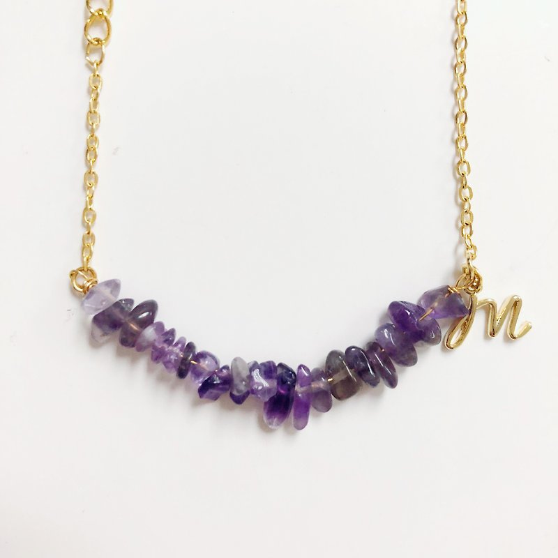 紫晶 颈链 颈链 字母 定制化 姐妹生日 礼物 守护爱情 紫色 - 颈链 - 半宝石 紫色