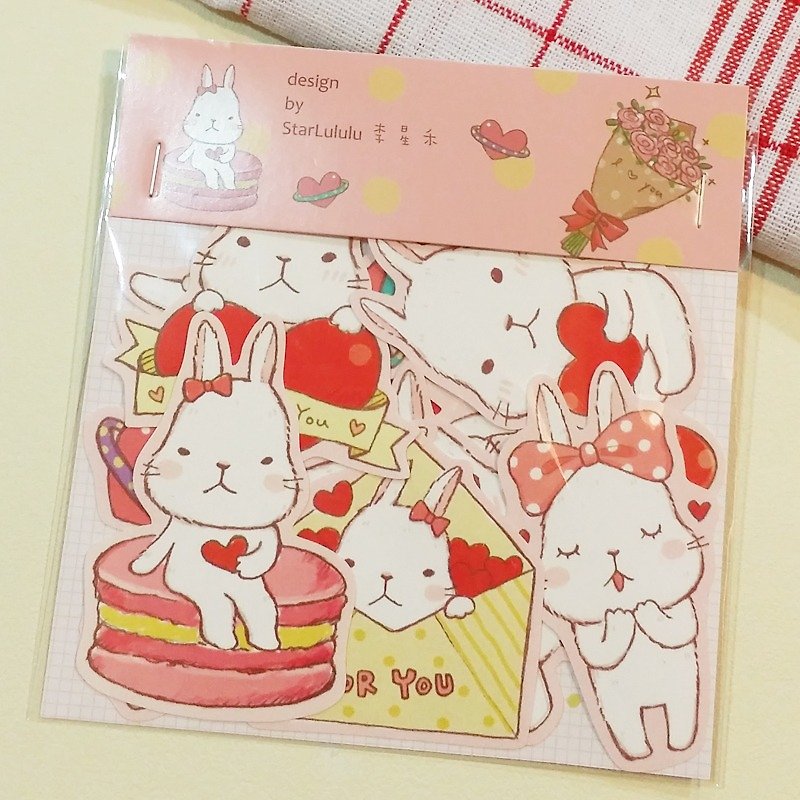 甜蜜爱恋小兔 / 防水贴纸组合包(13入) - 贴纸 - 纸 
