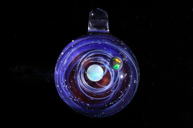 宇宙ガラス 螺旋状銀河 no.820 - 颈链 - 玻璃 紫色