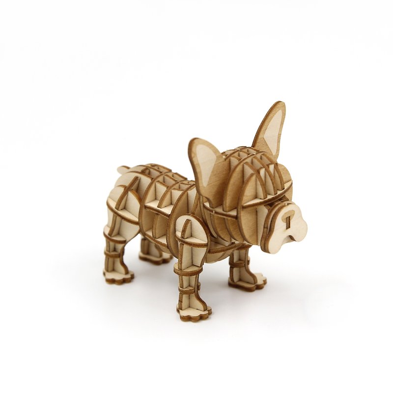 Jigzle 3D立体木拼图 | 动物系列 法斗犬 | 超疗愈 - 拼图 - 木头 卡其色