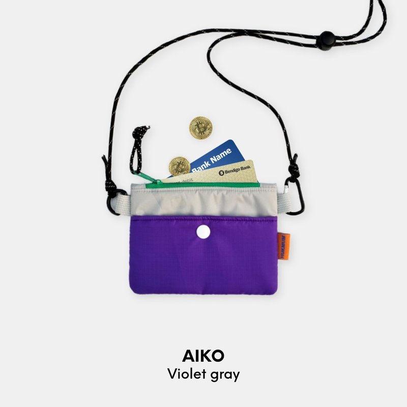Aiko casual wallet with 2ways strap : Violet gray - 零钱包 - 尼龙 紫色