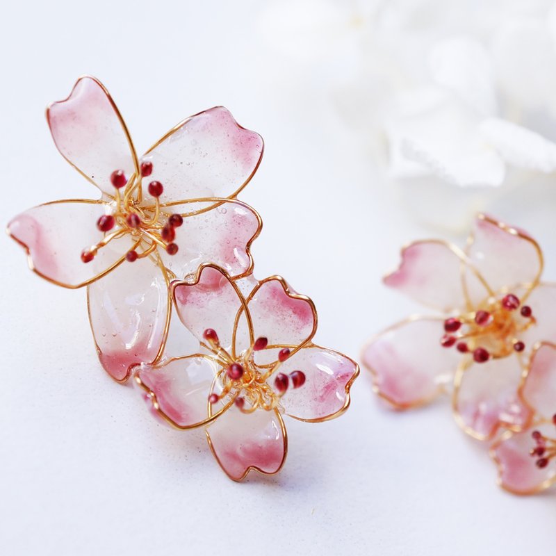 ほんのり桜jewelryピアスorイヤリング - 耳环/耳夹 - 其他材质 粉红色
