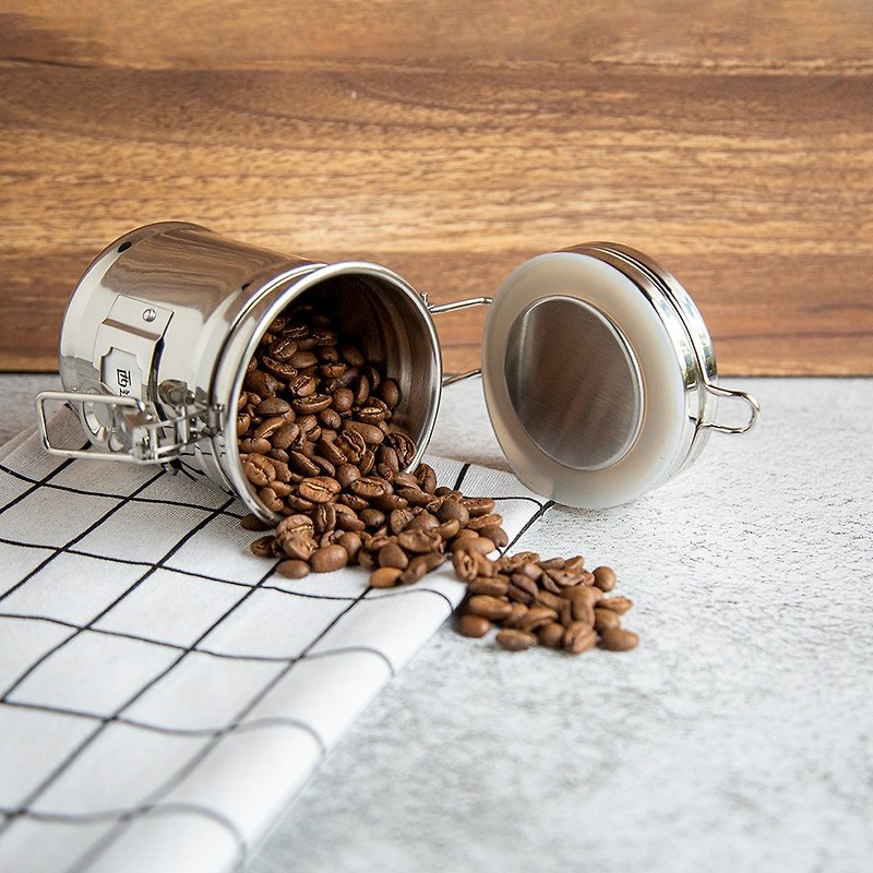 不锈钢 咖啡壶/周边 银色 - Mini密封罐银色 咖啡豆罐/保鲜罐/150g/密封保存咖啡豆