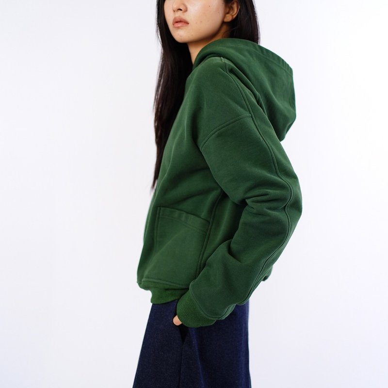 郵差綠 加厚重磅棉質連帽衛衣針織衫 帽T 大學T SH220534 - 女装上衣 - 棉．麻 绿色