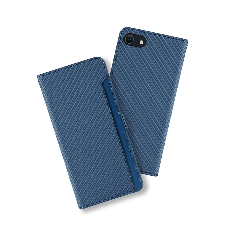 CASE SHOP iPhone SE (第3/2代)前收纳侧掀皮套-蓝 - 手机壳/手机套 - 人造皮革 蓝色
