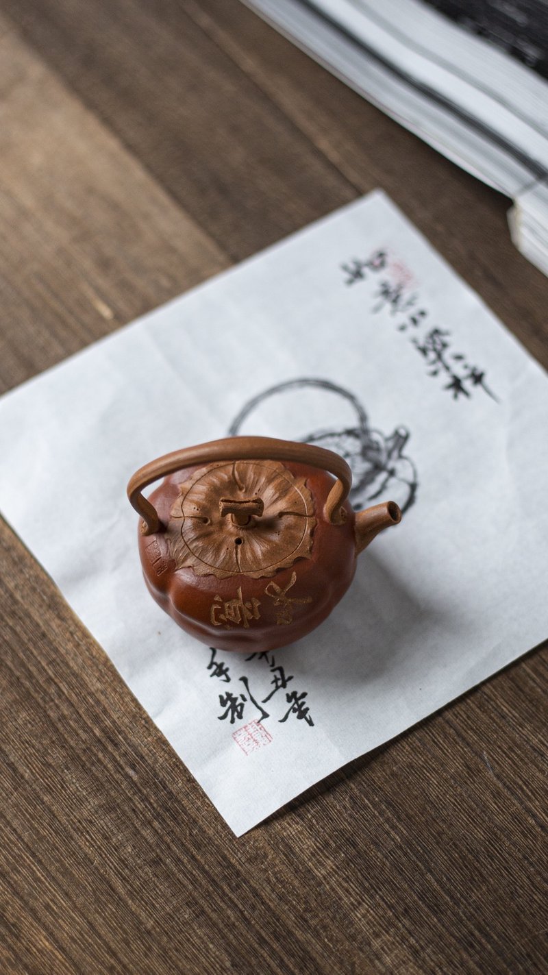 送礼紫砂壶茶壶柿柿如意全手工 原矿优质段泥 朱泥粉浆 色泽出彩 - 茶具/茶杯 - 陶 灰色