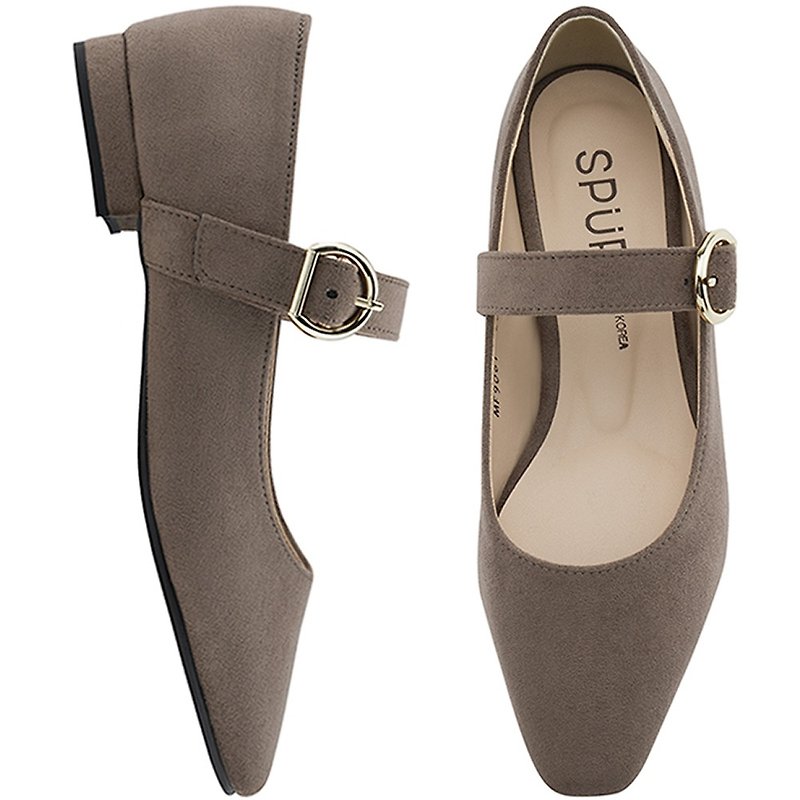 SPUR D形一字扣带玛丽珍鞋 MF9061 DARK BEIGE - 女款休闲鞋 - 其他材质 