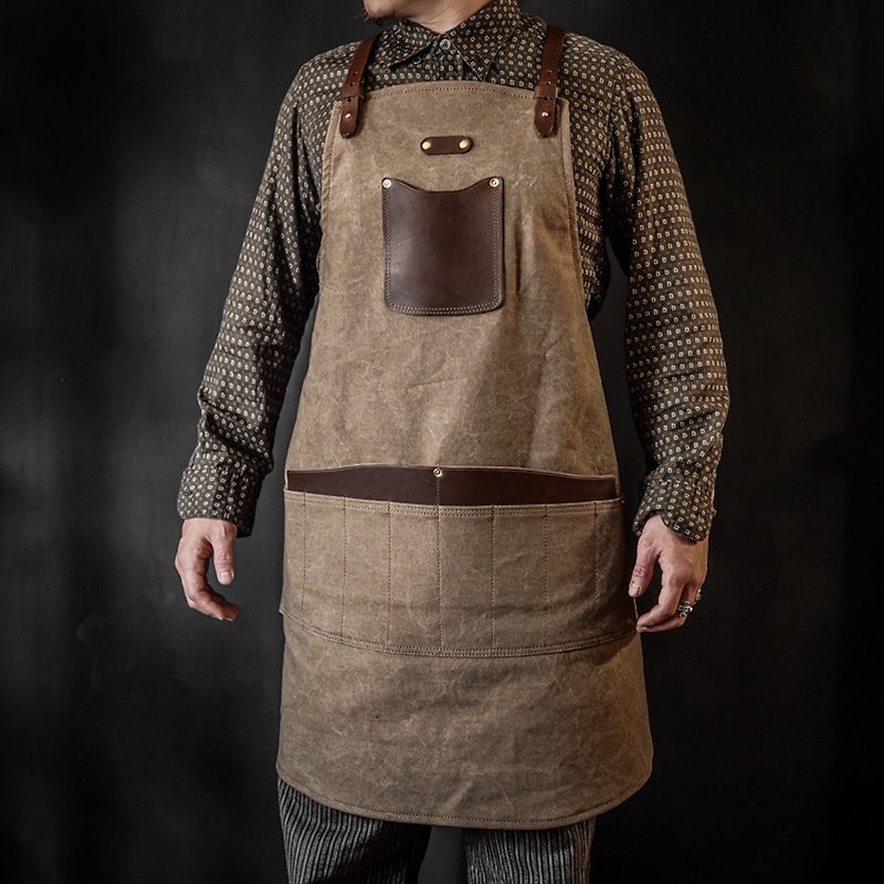 HEYOU Handmade - Craftsmen Apron 职人工作围裙 - 复古咖配色 - 其他 - 其他材质 咖啡色
