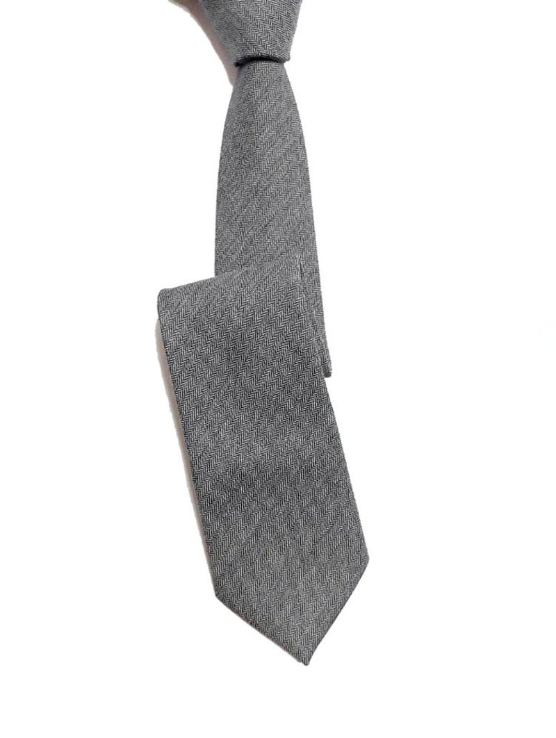 人字纹 西装料 领带 Neckties - 领带/领带夹 - 羊毛 灰色
