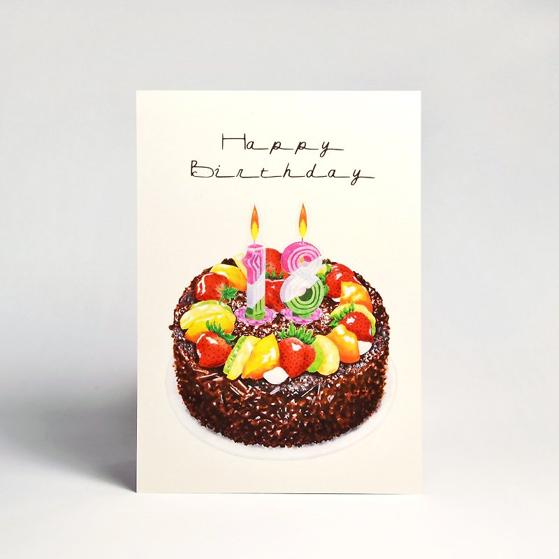 生日卡片-黑森林蛋糕(自选2张数字蜡烛贴纸) - 卡片/明信片 - 纸 白色