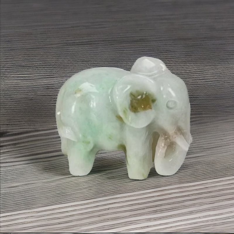 【吉象福寿】飘绿花翡翠大象摆饰 | 天然缅甸玉翡翠A货 | 送礼 - 摆饰 - 玉石 多色