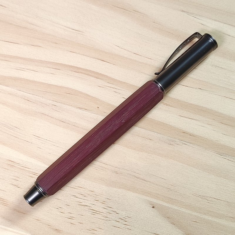 现货-德国SCHMIDT拔盖式多角造型原木钢珠笔 / 紫心木 - 钢珠笔 - 木头 紫色