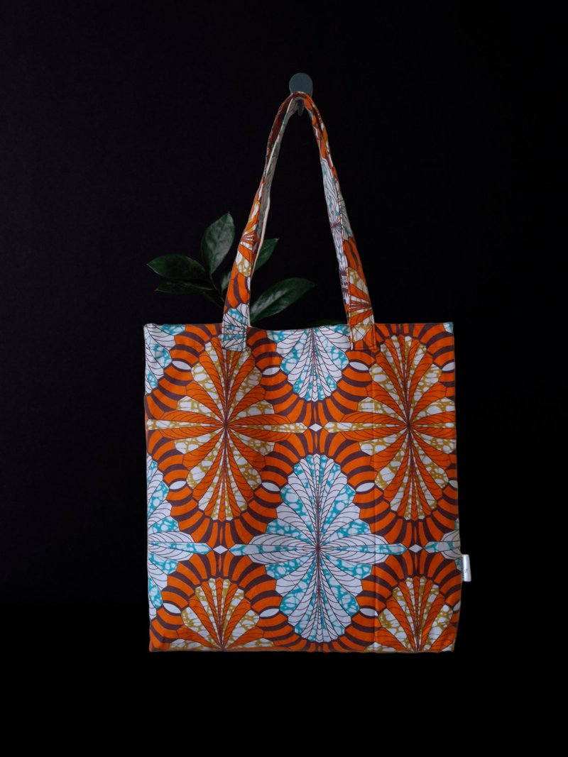 Handmade Summer  African Print Cotton Tote Bag Ankara - 手提包/手提袋 - 棉．麻 橘色