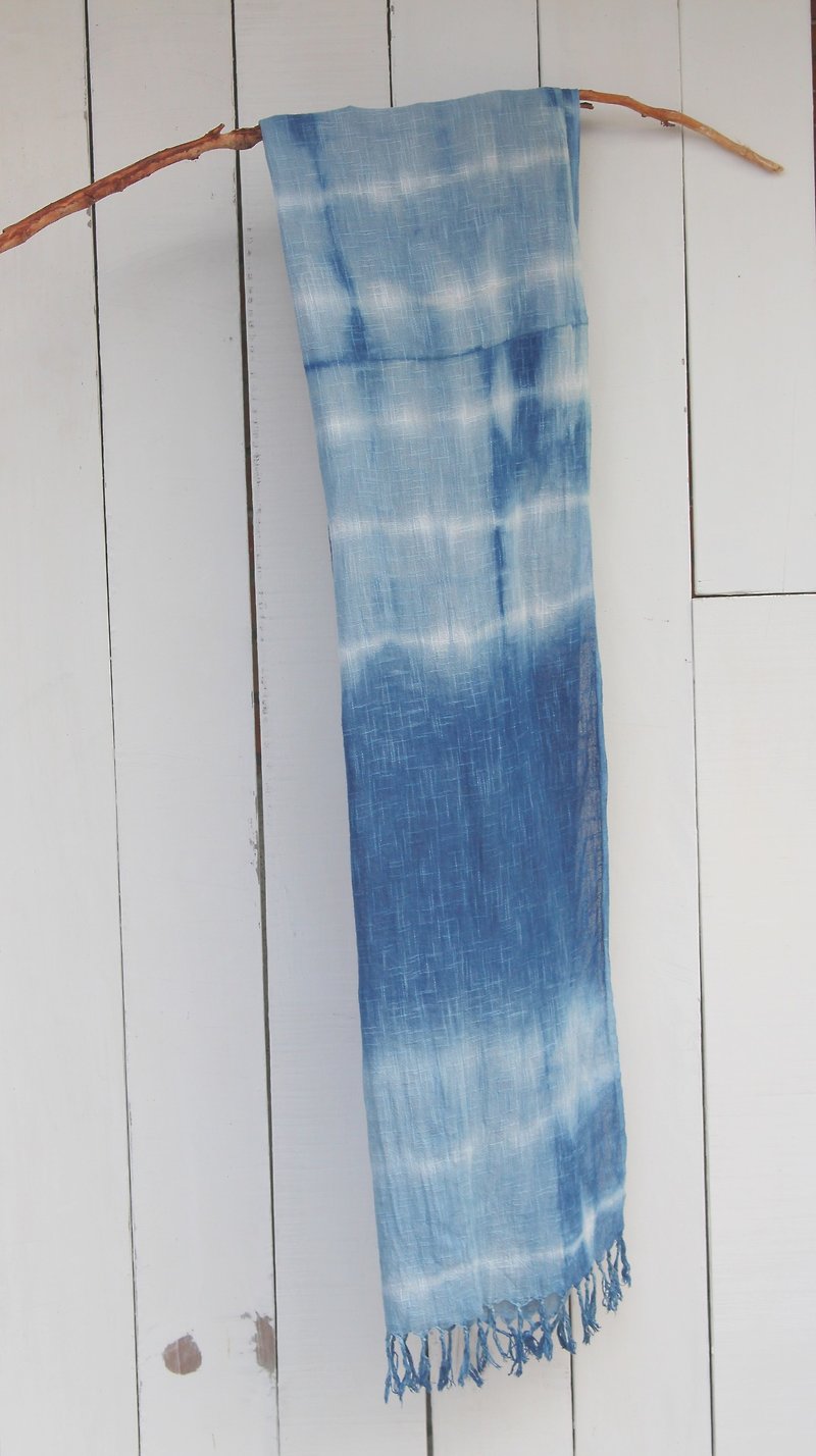 自在染isvara 蓝染围巾 能量系列 光 - 丝巾 - 棉．麻 蓝色