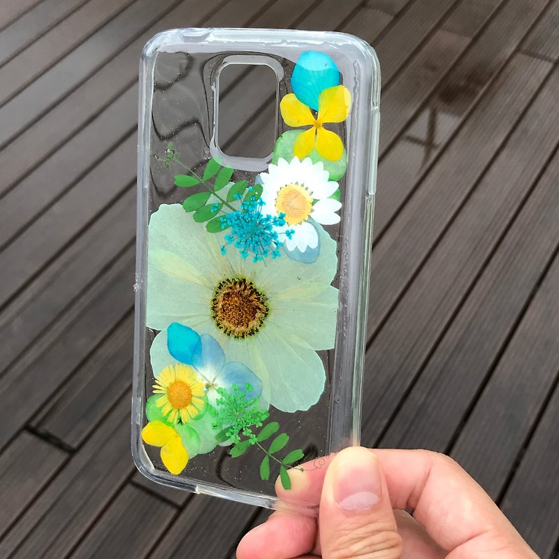 Samsung Galaxy S5 Plus 手机壳 Handmade Dry Pressed Flowers Case 押花 干燥花 压花 005 - 手机壳/手机套 - 植物．花 绿色