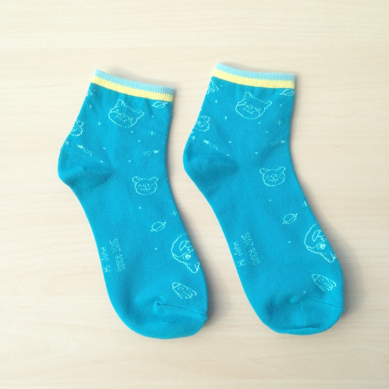 蓝蓝wow | 袜子 - 袜子 - 棉．麻 蓝色