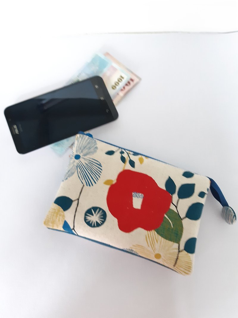 椿花五层手拿包(可放手机) 给自己和最爱的人最好的礼物 - 皮夹/钱包 - 棉．麻 