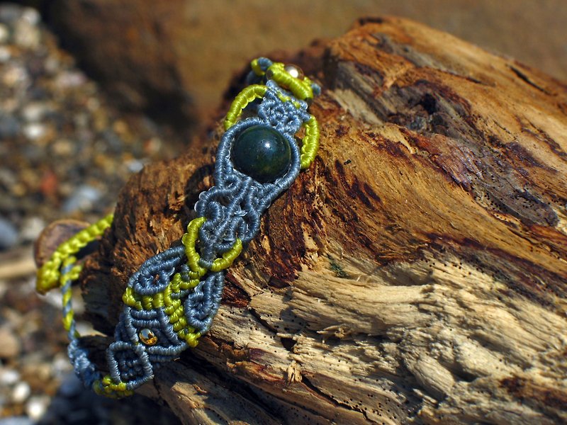 墨绿色海洋玛瑙macrame手环 - 手链/手环 - 其他材质 