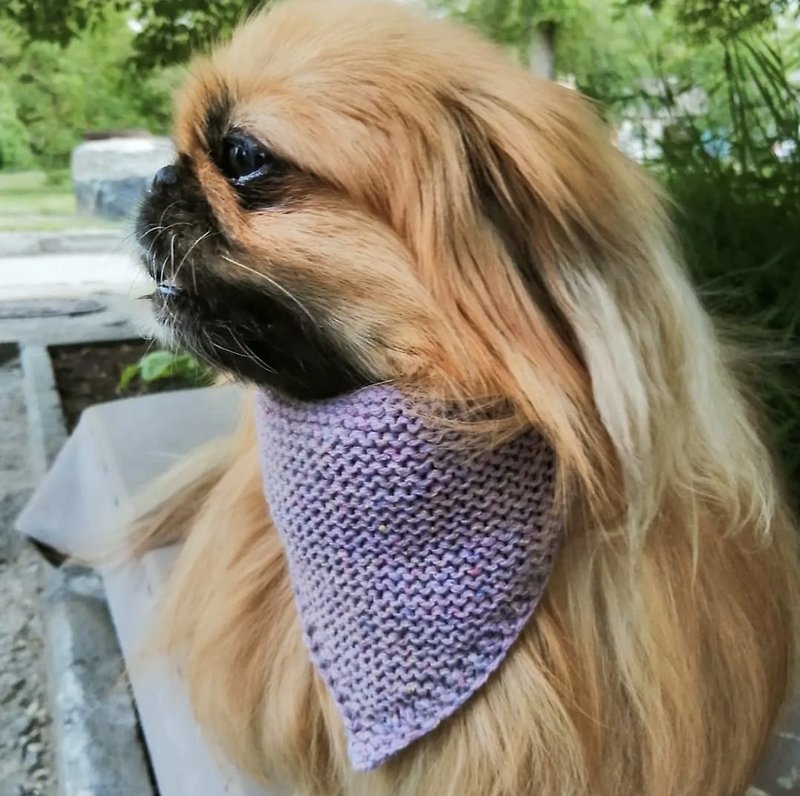 Lilac Pet Bandana/Hand Knitted/Pet Accessories/Cats/Dogs - 衣/帽 - 羊毛 
