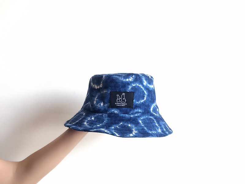 渲染蓝渔夫帽 - 帽子 - 棉．麻 蓝色