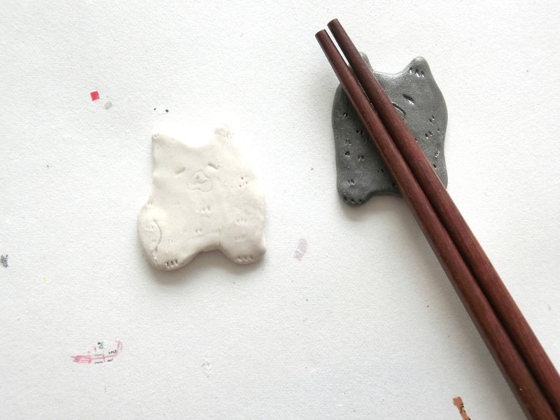 石下 / 陶瓷 黑白熊 小熊 一双一对 一起 (2入) 筷架 - 餐垫/桌巾 - 瓷 黑色