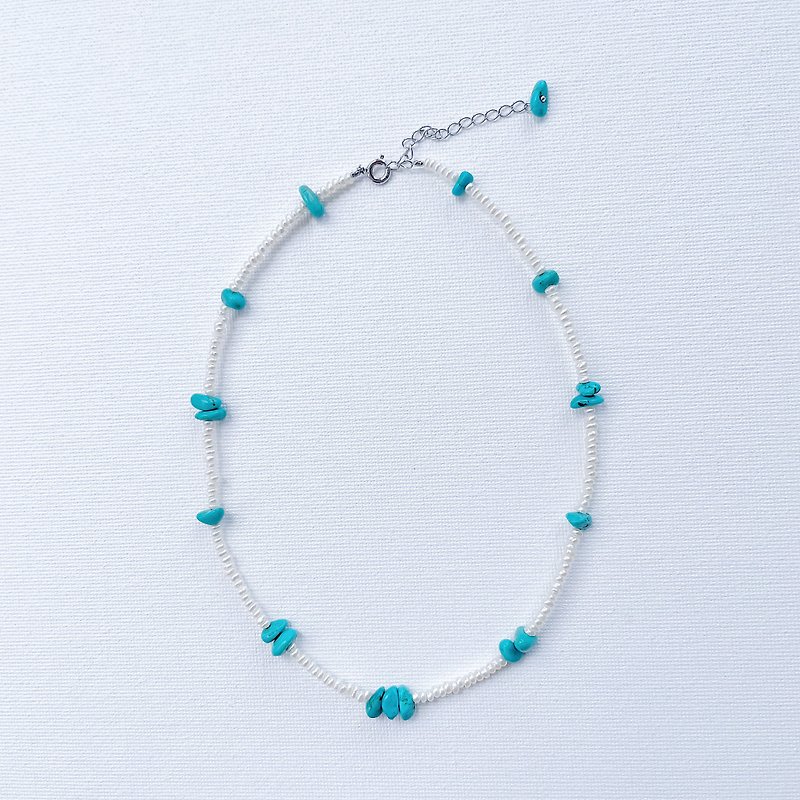 KARAFURU トルコ石と淡水パールチョーカー３ - 项链 - 珍珠 蓝色