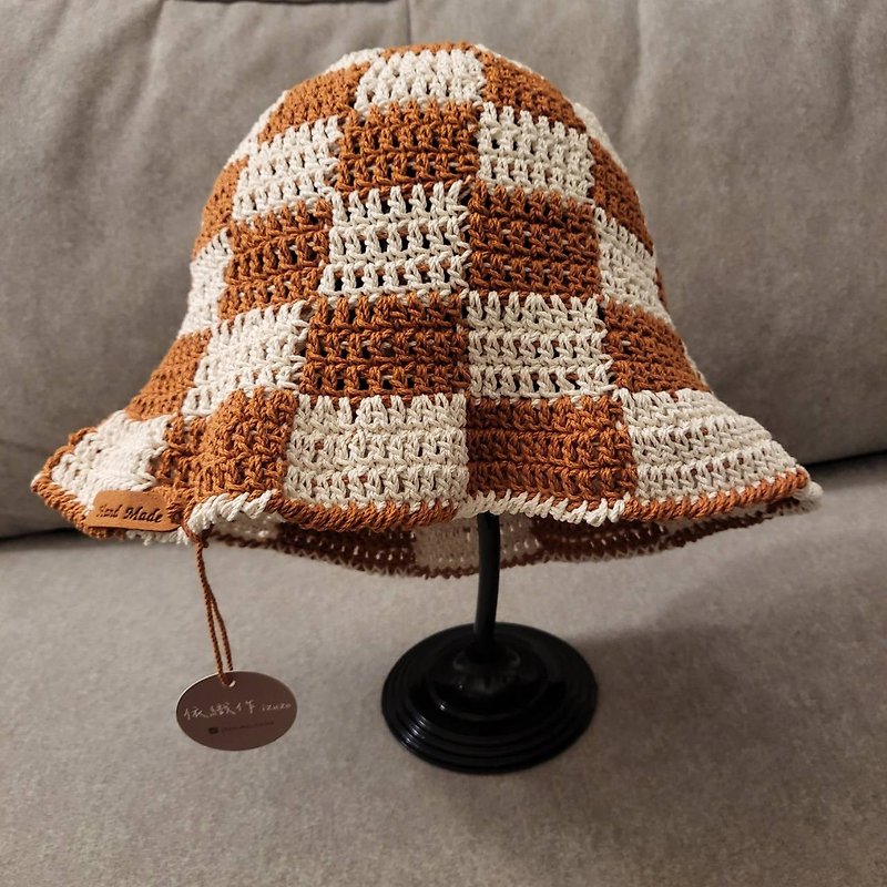 纯棉手工编织  纹格方块编织渔夫帽 多色 可定制化 - 帽子 - 棉．麻 