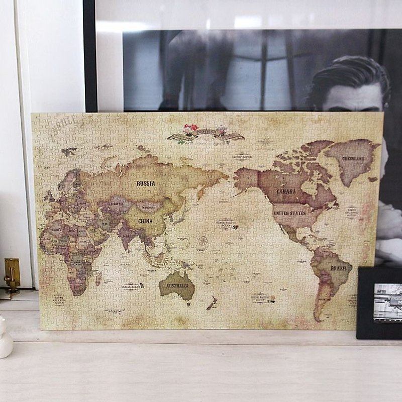 indigo-世界地图拼图1000片-复古版,IDG70558 - 拼图 - 纸 咖啡色