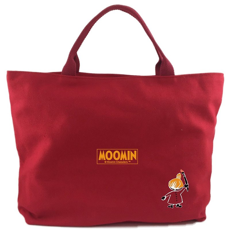 Moomin噜噜米授权-【拉链帆布包-红】(小) - 手提包/手提袋 - 棉．麻 红色