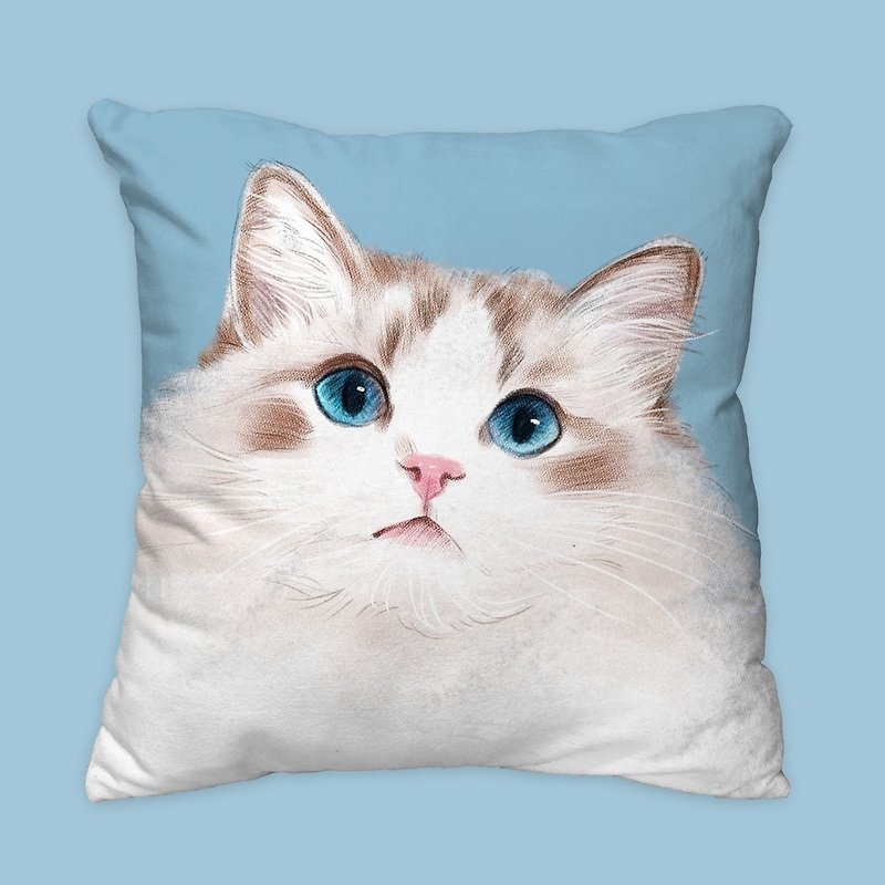 【我会永远爱你】经典款布偶猫抱枕 动物抱枕/枕头/靠垫 - 枕头/抱枕 - 棉．麻 蓝色