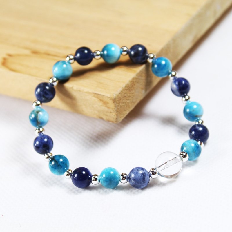 磷灰石方钠石海波串系列  白水晶  手链 - 耳环/耳夹 - 宝石 蓝色